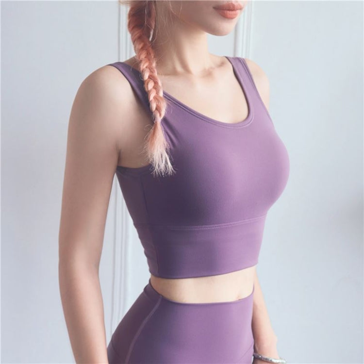 Full Package Deep U-back Shockproof Gathered Fashion Vest Sports Bra (Color:Smoked Purple Size:XL), S, M, L, XL — view 29