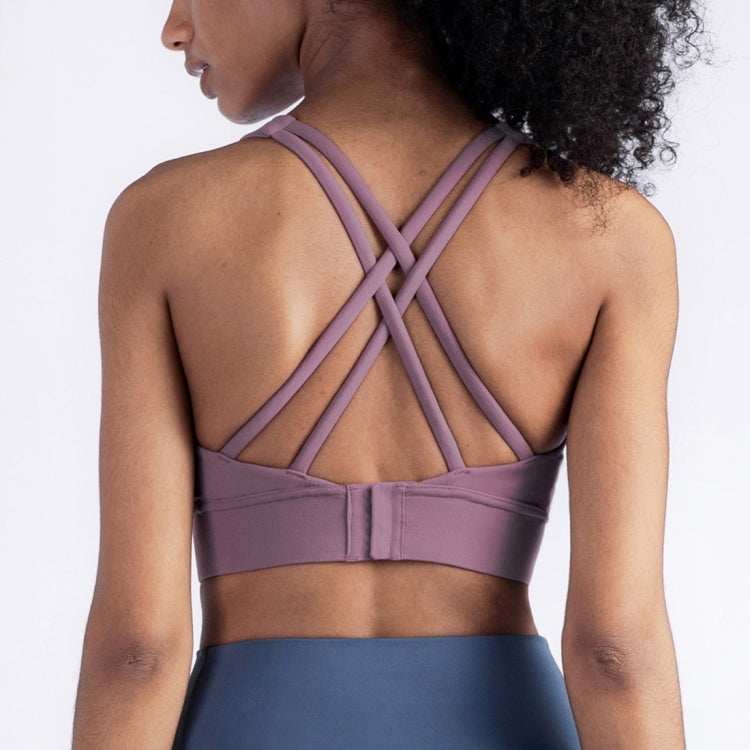 No Trace Buckle Peach Chest Line Yoga Sports Vest (Color:Palm Court Size:XL), L, XL, S, M — view 28