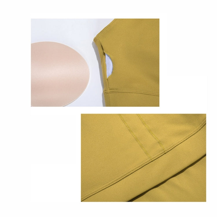Pleated Sling Double Sided Brocade Skin Friendly Nude Fitness Yoga Sports Vest (Color:Lush Size:S)