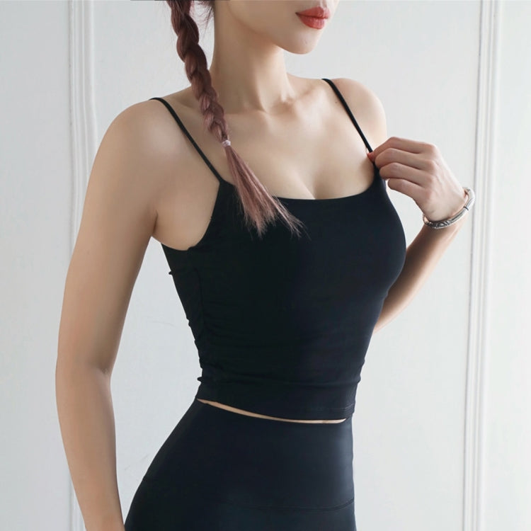 Pleated Sling Double Sided Brocade Skin Friendly Nude Fitness Yoga Sports Vest (Color:Lush Size:S) — view 20
