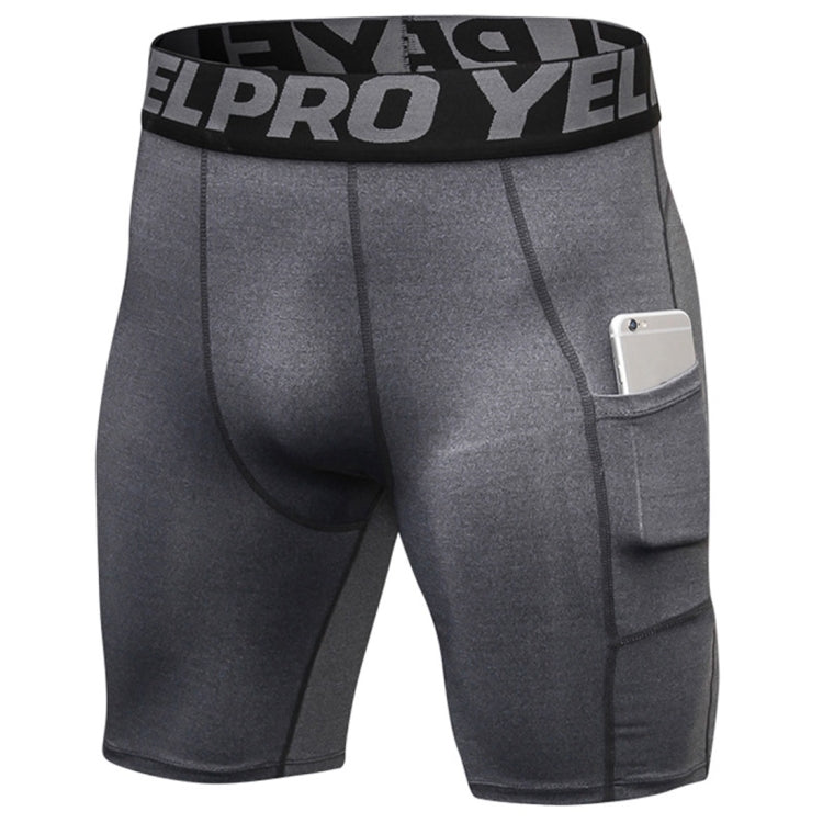Sports Running Training Sweat Wicking Quick Drying Stretch Tight Shorts With Pocket (Color:Navy Size:XXL)
