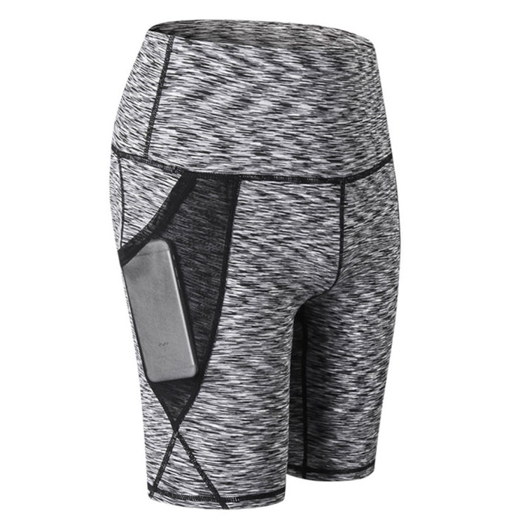 High Waist Mesh Sports Tight Elastic Quick Drying Fitness Shorts With Pocket (Color:Rose Red Size:S) — view 18