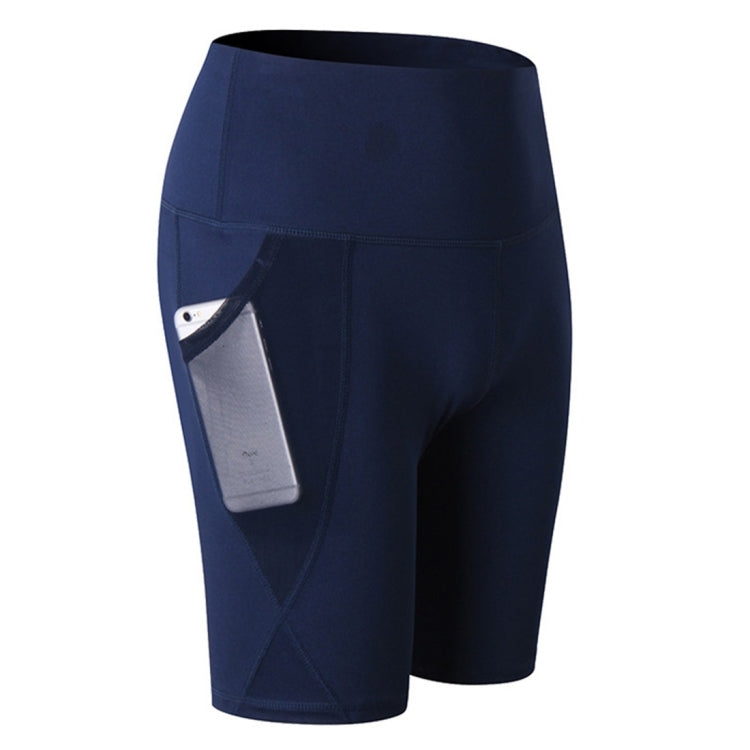 High Waist Mesh Sports Tight Elastic Quick Drying Fitness Shorts With Pocket (Color:Rose Red Size:S) — view 22