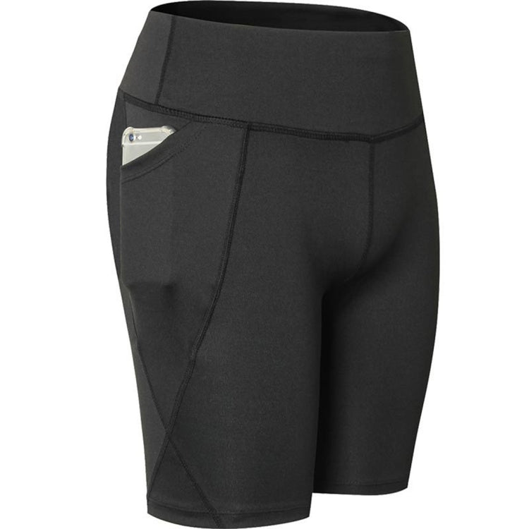 High Elastic Medium High Waist Fitness Exercise Quick Drying Sweat Wicking Tight Shorts With Pocket (Color:Colorful Black Size:XXL), S, M, L, XL, XXL — view 28