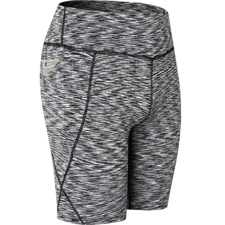 High Elastic Medium High Waist Fitness Exercise Quick Drying Sweat Wicking Tight Shorts With Pocket (Color:Colorful Black Size:XXL), S, M, L, XL, XXL — view 40