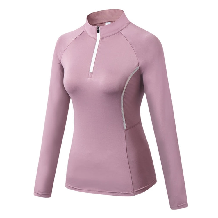 Autumn And Winter Fitness Running Yoga High Elastic Tights Quick Drying Stand Collar Sweater (Color:Pink Size:XL), S, M, L, XL, XXL — view 15
