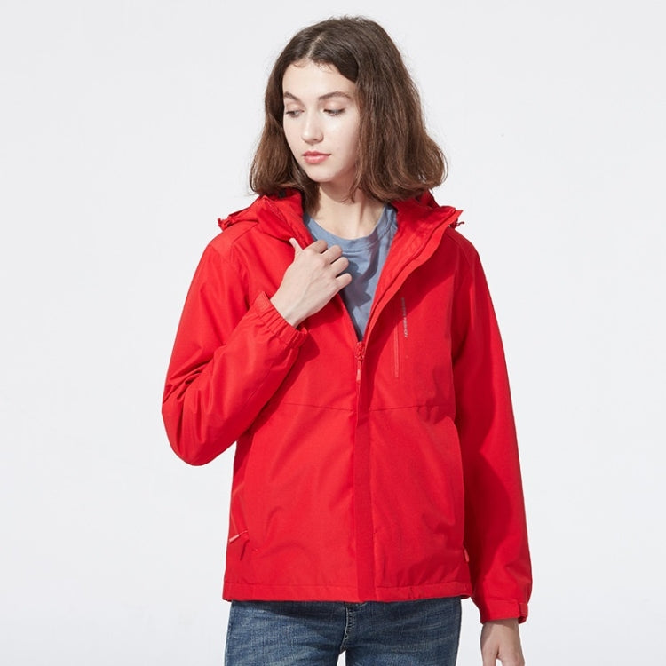 Ladys Detachable 3 in 1 Pair Of Waterproof, Windproof, Warm And Breathable Couples Stormsuit (Color:Cherry Pink Size:XXXXL)