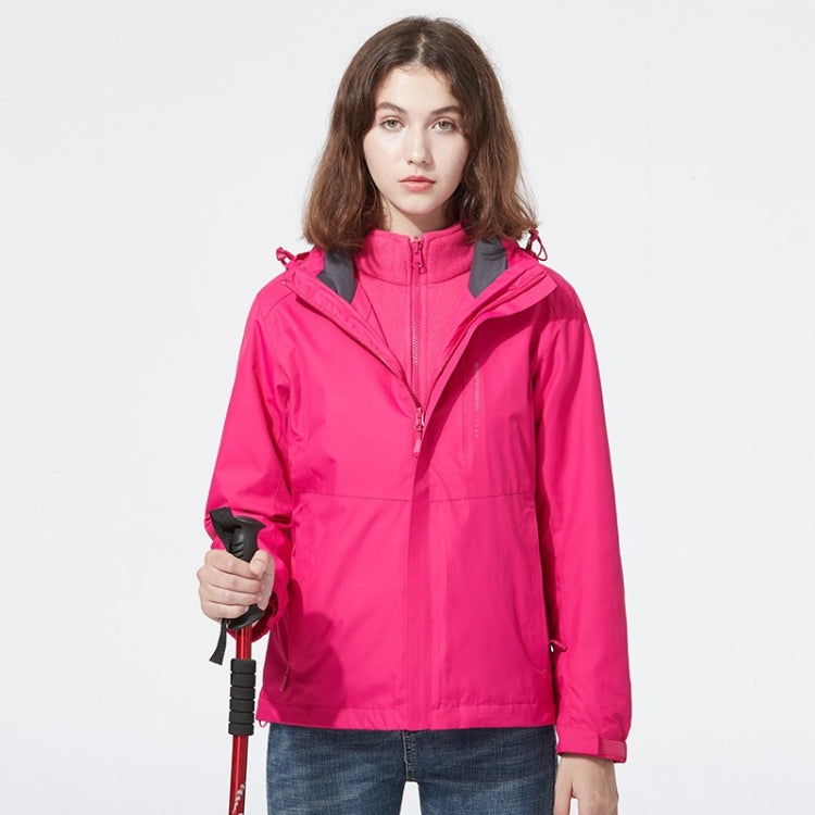 Ladys Detachable 3 in 1 Pair Of Waterproof, Windproof, Warm And Breathable Couples Stormsuit (Color:Cherry Pink Size:XXXXL)