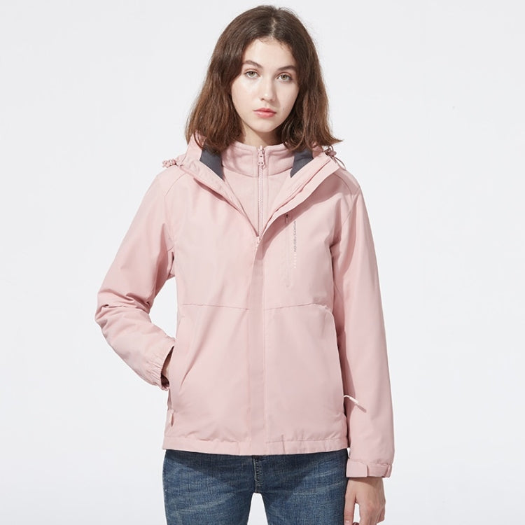 Ladys Detachable 3 in 1 Pair Of Waterproof, Windproof, Warm And Breathable Couples Stormsuit (Color:Cherry Pink Size:XXXXL)