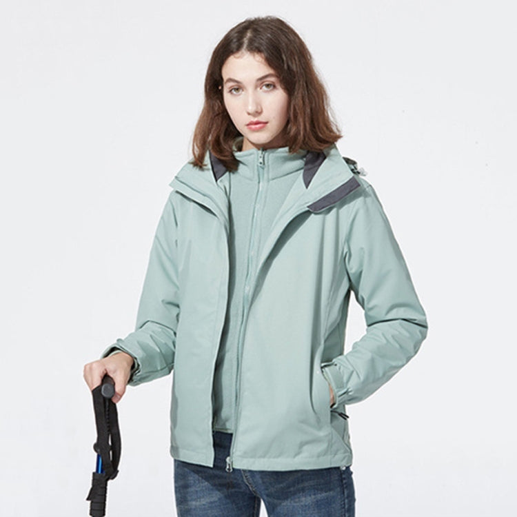 Ladys Detachable Two Piece Warm, Waterproof And Breathable Couples Stormsuit (Color:Fog Blue Size:XXXXL)