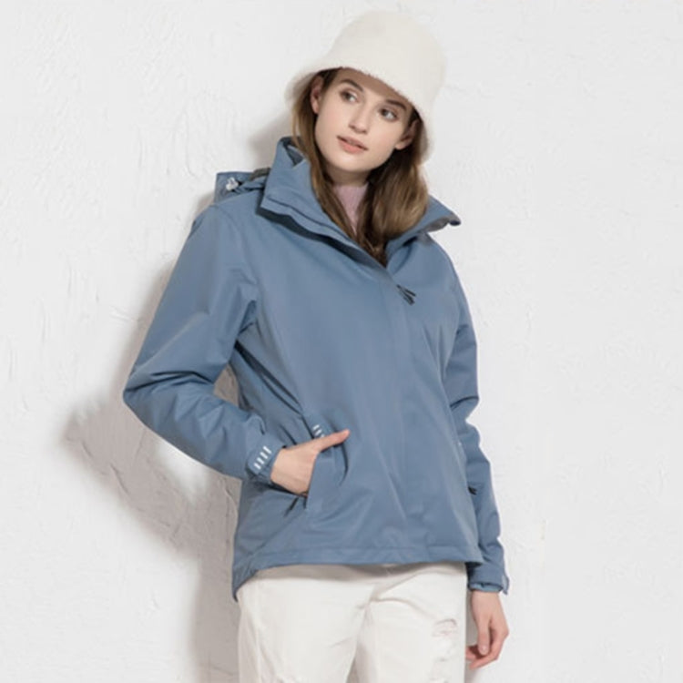 Ladys Detachable Two Piece Warm, Waterproof And Breathable Couples Stormsuit (Color:Fog Blue Size:XXXXL)