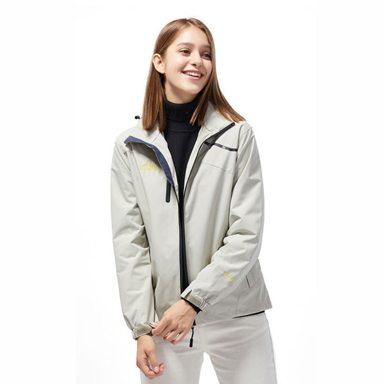 Ladys Outdoor Sports Single Layer Stormsuit Wear Resistant Breathable Waterproof Windproof Couple Mountaineering Suit (Color:Ivory White Size:XXXXXL)