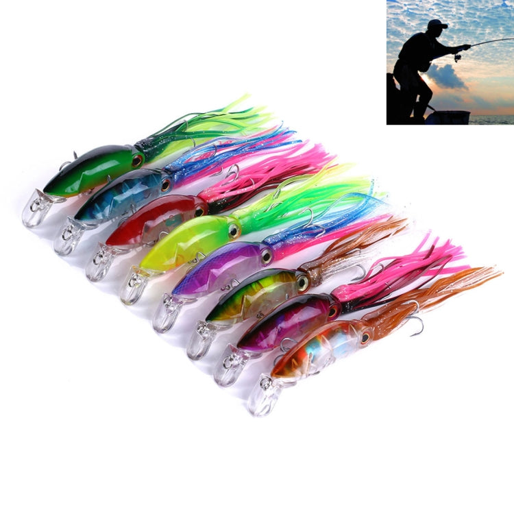 HENGJIA JIZ002 10cm/16.6g 8 PCS Big Octopus Squid Shaped Hard Baits Long Shot Fishing Lures Tackle Baits Fit Sea Fishing and Freshwater Fishing, Bagged