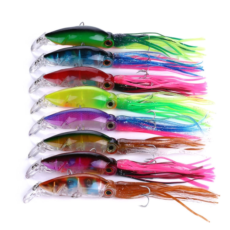 HENGJIA JIZ002 10cm/16.6g 8 PCS Big Octopus Squid Shaped Hard Baits Long Shot Fishing Lures Tackle Baits Fit Sea Fishing and Freshwater Fishing, Bagged