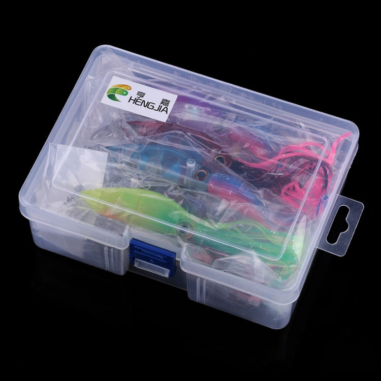 HENGJIA JIZ002 10cm/16.6g 8 PCS Big Octopus Squid Shaped Hard Baits Long Shot Fishing Lures Tackle Baits Fit Sea Fishing and Freshwater Fishing, Boxed