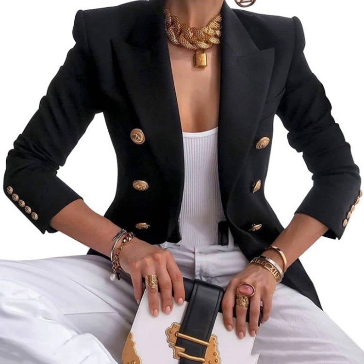 Solid Color Slim Long-sleeved Cardigan Short Suit Jacket for Ladies