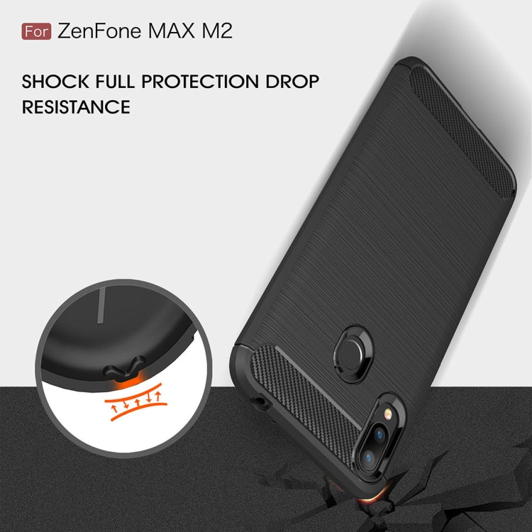 Brushed Texture Carbon Fiber Shockproof TPU Case for ASUS ZenFone Max (M2), ASUS ZenFone Max (M2)