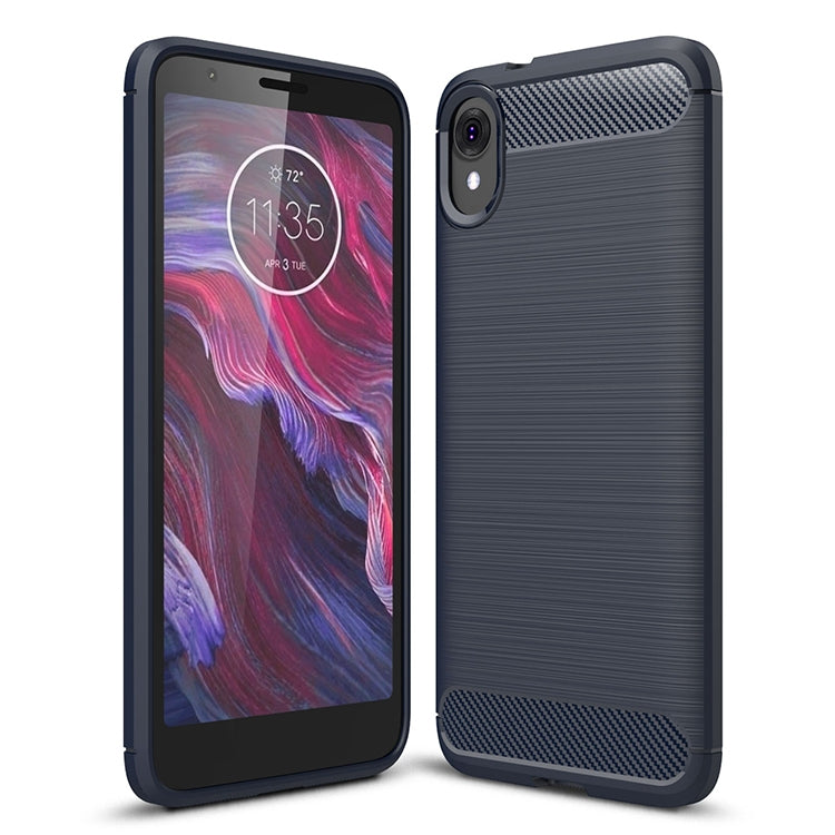 Brushed Texture Carbon Fiber Shockproof TPU Case for MOTO E6 — Red