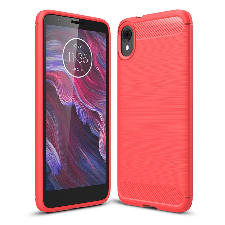Brushed Texture Carbon Fiber Shockproof TPU Case for MOTO E6 — Black