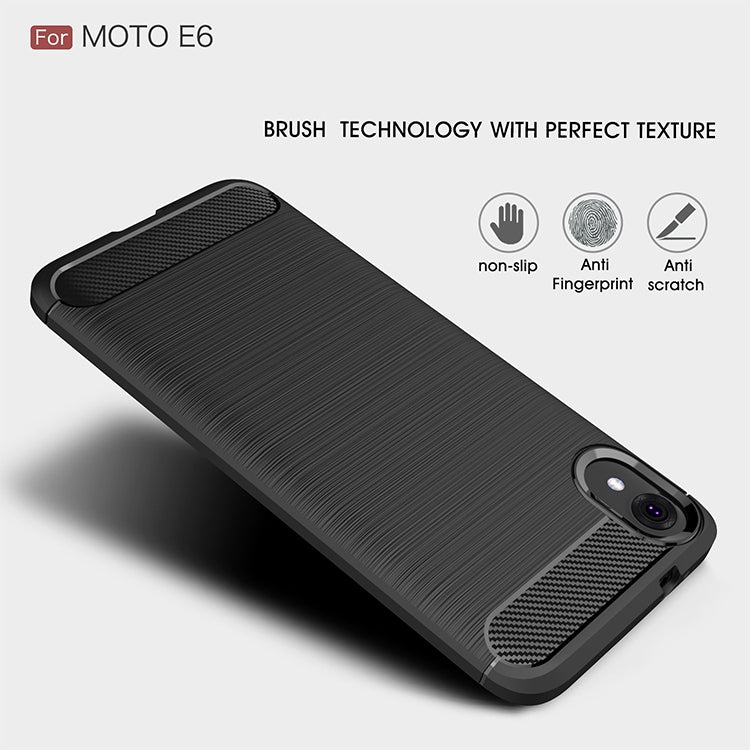 Brushed Texture Carbon Fiber Shockproof TPU Case for MOTO E6 — view 6