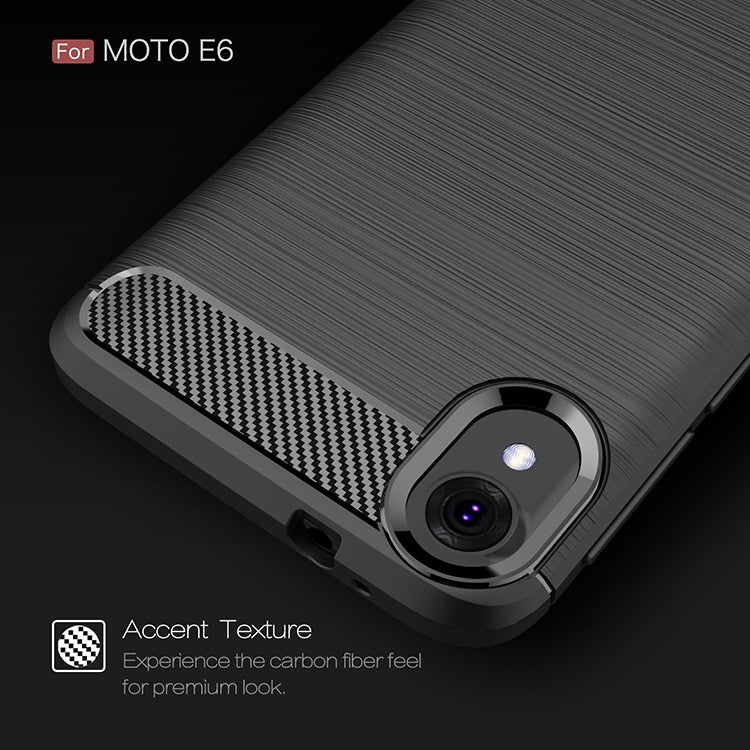 Brushed Texture Carbon Fiber Shockproof TPU Case for MOTO E6 — view 7