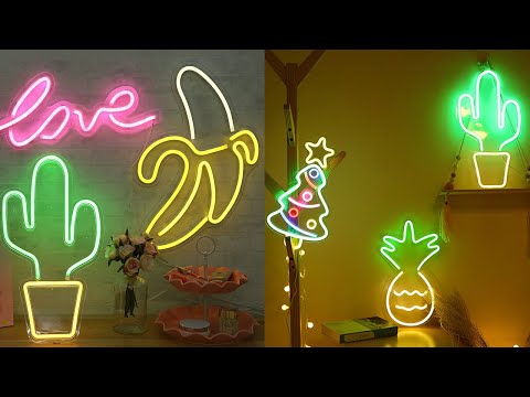 LED Acrylic Transparent Back Panel Neon Light Holiday Decoration Lamp(Cactus) - YouTube Video