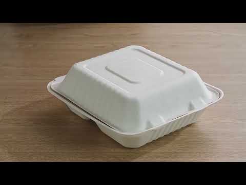 127x75x70mm White Disposable Takeout Lunch Box Containers - YouTube Video