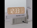 Modern LED Digital Desk Clock with Temperature Date, Silent Alarm Clock with Dual Alarm 5801 Yellow Wood Grain - YouTube Video