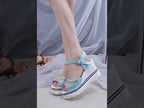 Word Buckle With Rhinestone Platform Sponge Sandals, Shoe Size:35(Sky Blue) - YouTube Video
