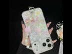 Pom Pom Small Flower Iridescent Pearl Phone Chain(White) - YouTube Video