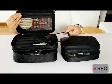 Rhombus Waterproof Cosmetic Bag Toiletries Storage Bag With Mirror(Black) - YouTube Video