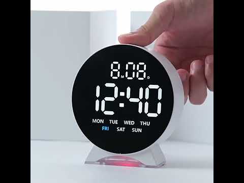 LED Multifunction Electronic Alarm Clock Running Seconds Clock Bedside with Night Light Electronic Clock, Color: White Shell White Light - YouTube Video