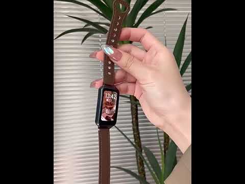 For Xiaomi Mi Band 7 Pro Double Rivets Leather Watch Band(Black) - YouTube Video