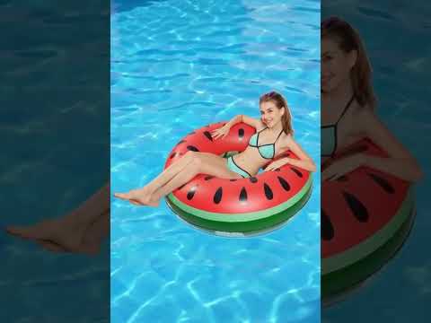 Inflatable Watermelon Shaped Swimming Ring, Inflated Size: 114 x 114cm - YouTube Video