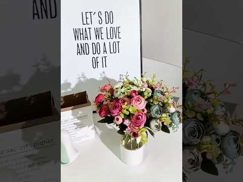 2 Bundle Retro Tea Roses Bride Bouquet Artificial Flowers(Light Pink) - YouTube Video