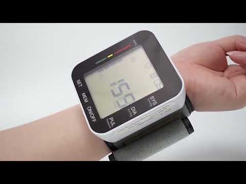 RZ204 Automatic Digital Wrist Cuff Blood Pressure Monitor Heart Beat LCD Digital Wrist Watch - YouTube Video