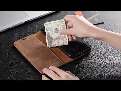 For iPhone X / XS DG.MING  Crazy Horse Texture Horizontal Flip Detachable Magnetic Protective Case with Holder & Card Slots & Wallet(Black) - YouTube Video