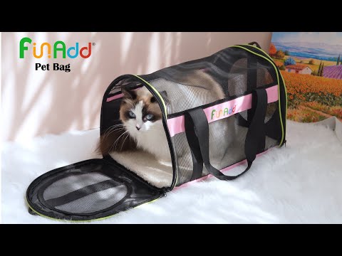 FUNADD Pet Travel Carrier Bag Shoulder Foldable Tote Bag(Grey) - YouTube Video