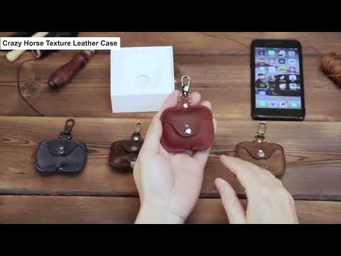 CF1108 For AirPods Pro Crazy Horse Texture Earphone Protective Leather Case with Hook(Brown) - YouTube Video