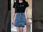Summer Tight-fitting High-waisted A-line Slim Skirt With Splits, Size: S(627 Blue) - YouTube Video