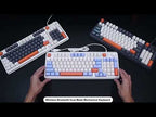 XUNSVFOX K94 Wireless Bluetooth Dual Mode Mechanical Keyboard Gaming Office Laptop Keyboard(Sea Salt) - YouTube Video