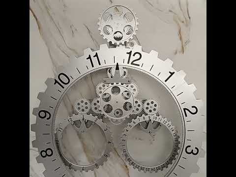 Home Simple European Style Triangular Mechanical Gears Wall Clock (Black) - YouTube Video