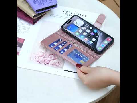 For iPhone 18 Pro/17 Pro Four-leaf Embossed Leather Phone Case(Rose Red) - YouTube Video