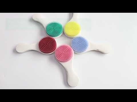 Baby Silicone Shower Massage Brush Multifunctional Shampoo Brush with Comb(Gray) - YouTube Video