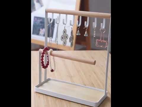 Hook Jewelry Rack Mobile Phone Jewelry Glasses Desktop Two-layer Display Rack(White) - YouTube Video