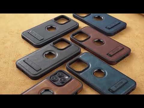 For iPhone 18 Pro Suteni G2 Magsafe Litchi Texture Leather Back Phone Case with Holder(Black) - YouTube Video