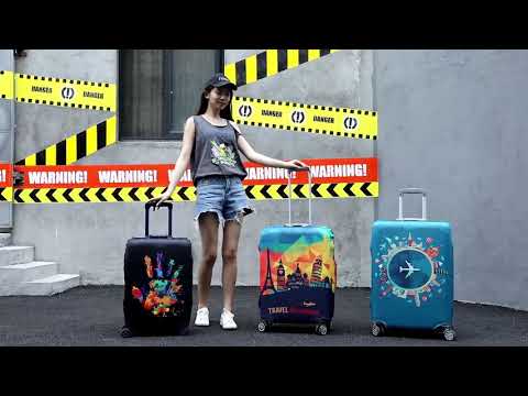 Travel Abrasion-resistant Elastic Luggage Protective Cover Suitcase Dust Covers, Size:18-21 inch(Green Ripple) - YouTube Video