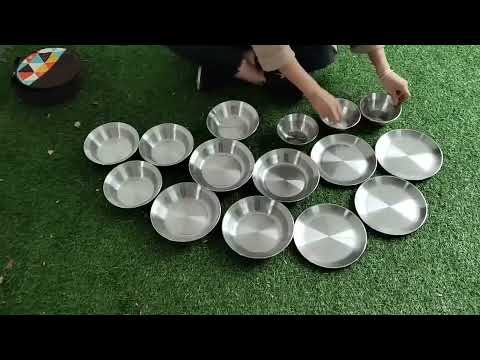 16 PCS / Set CLS Outdoor Stainless Steel Tableware Portable Camping Dinner Bowl Plate Kit - YouTube Video