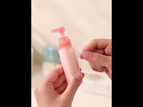 ETRAVEL 4-in-1 Travel Bottle Set Toiletry Dispenser Kit with 2 Lotion Pumps & 2 Fine Mist Sprays(Grey) - YouTube Video