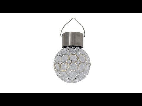 2 PCS Solar Hollow Ball Pendent Lamp Decorative Garden Light(White Light) - YouTube Video